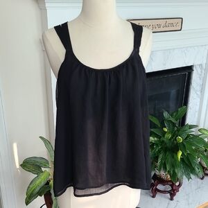 Express Super Sexy Flowy Tank Classic Black Crisscross Back Sz M